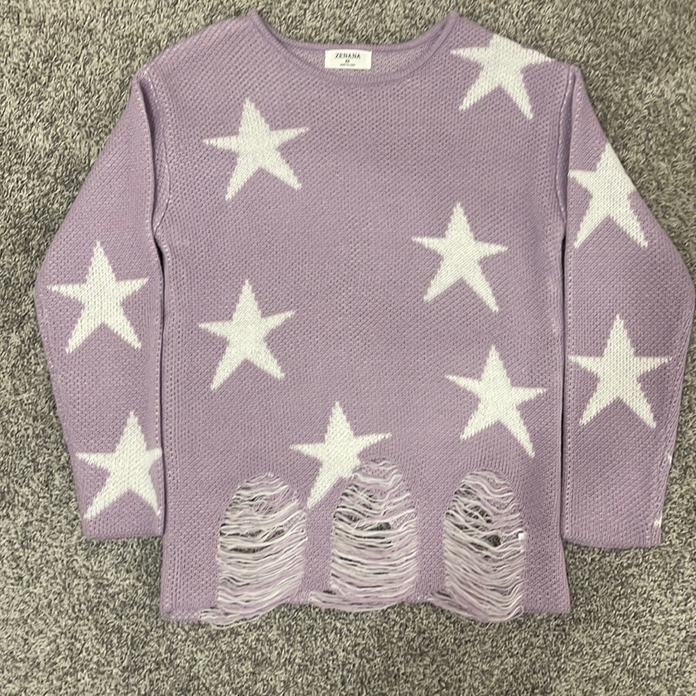 ZENANA oversized purple star sweater / Size: XS / Color: Purple
